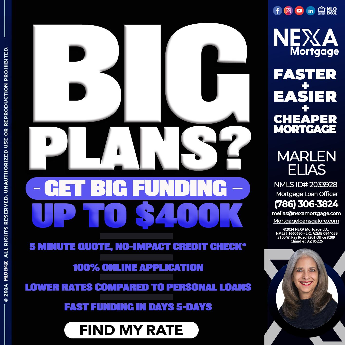 BIG PLANS - Marlen Elias -Mortgage Loan Officer