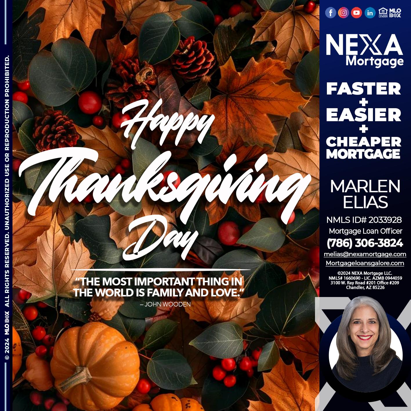 happy thanksgiving - Marlen Elias -Mortgage Loan Officer