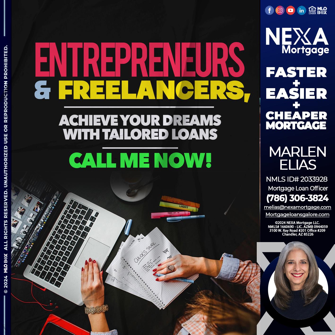 entreprenuers and freelancers - Marlen Elias -Mortgage Loan Officer