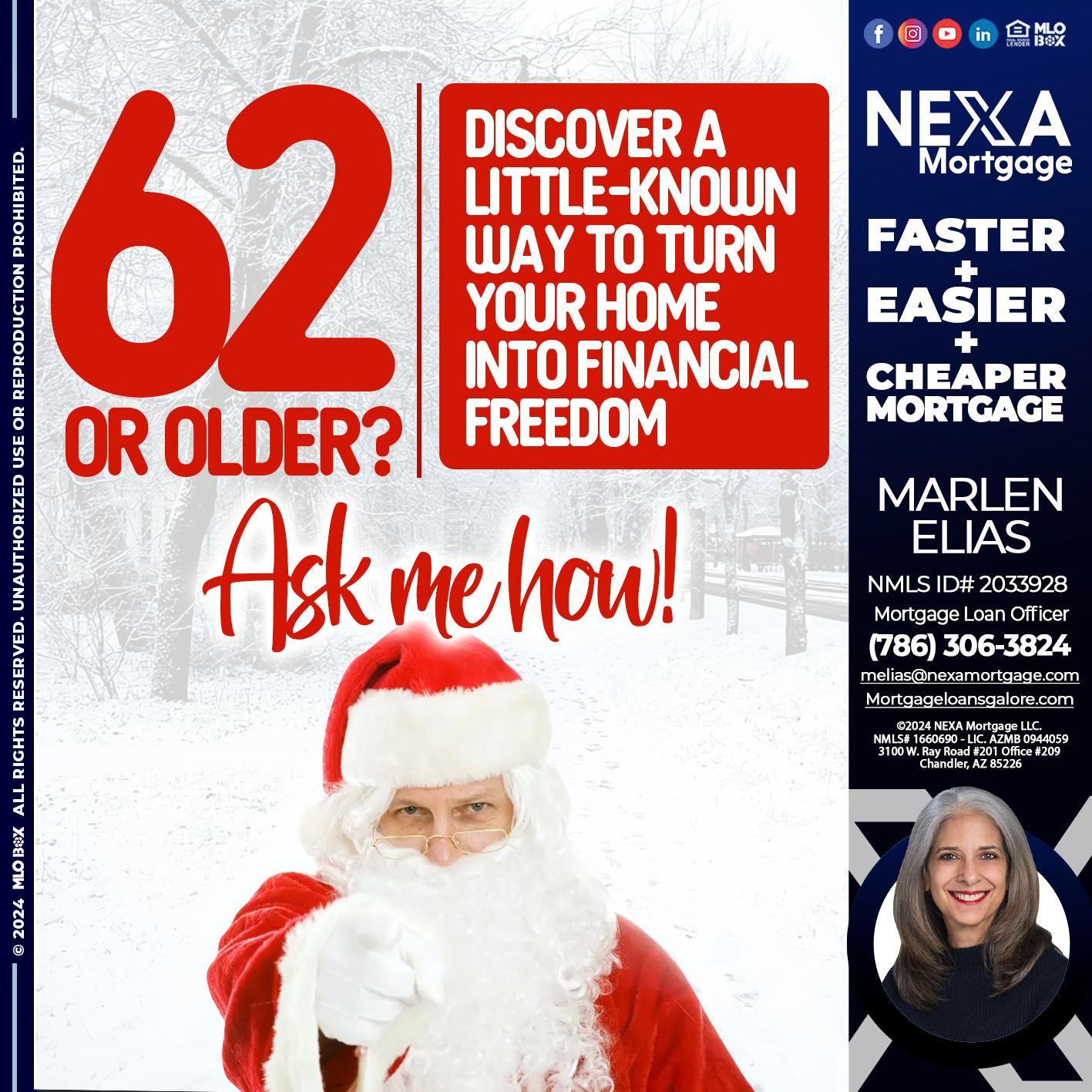 62 OR OLDER - Marlen Elias -Mortgage Loan Officer