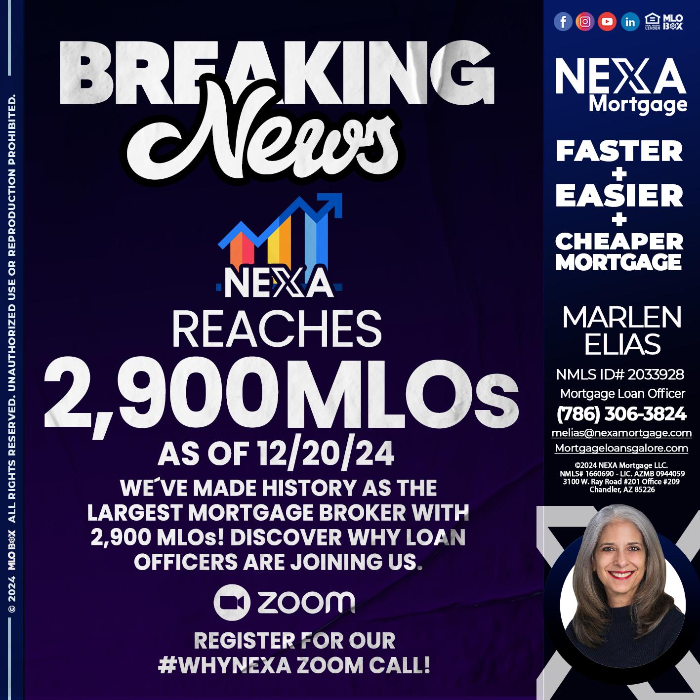 BREAKING NEWS - Marlen Elias -Mortgage Loan Officer