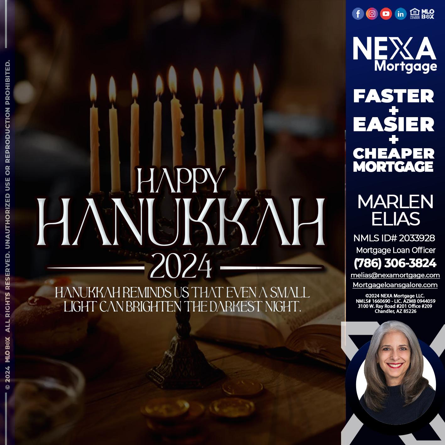 happy hanukkah - Marlen Elias -Mortgage Loan Officer