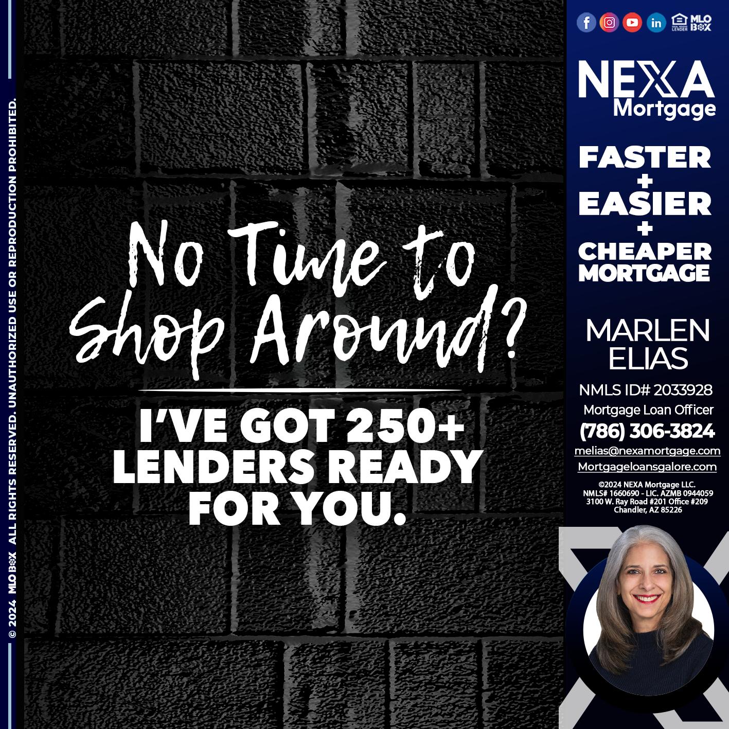 NI TIME TO SHOP AROUND - Marlen Elias -Mortgage Loan Officer
