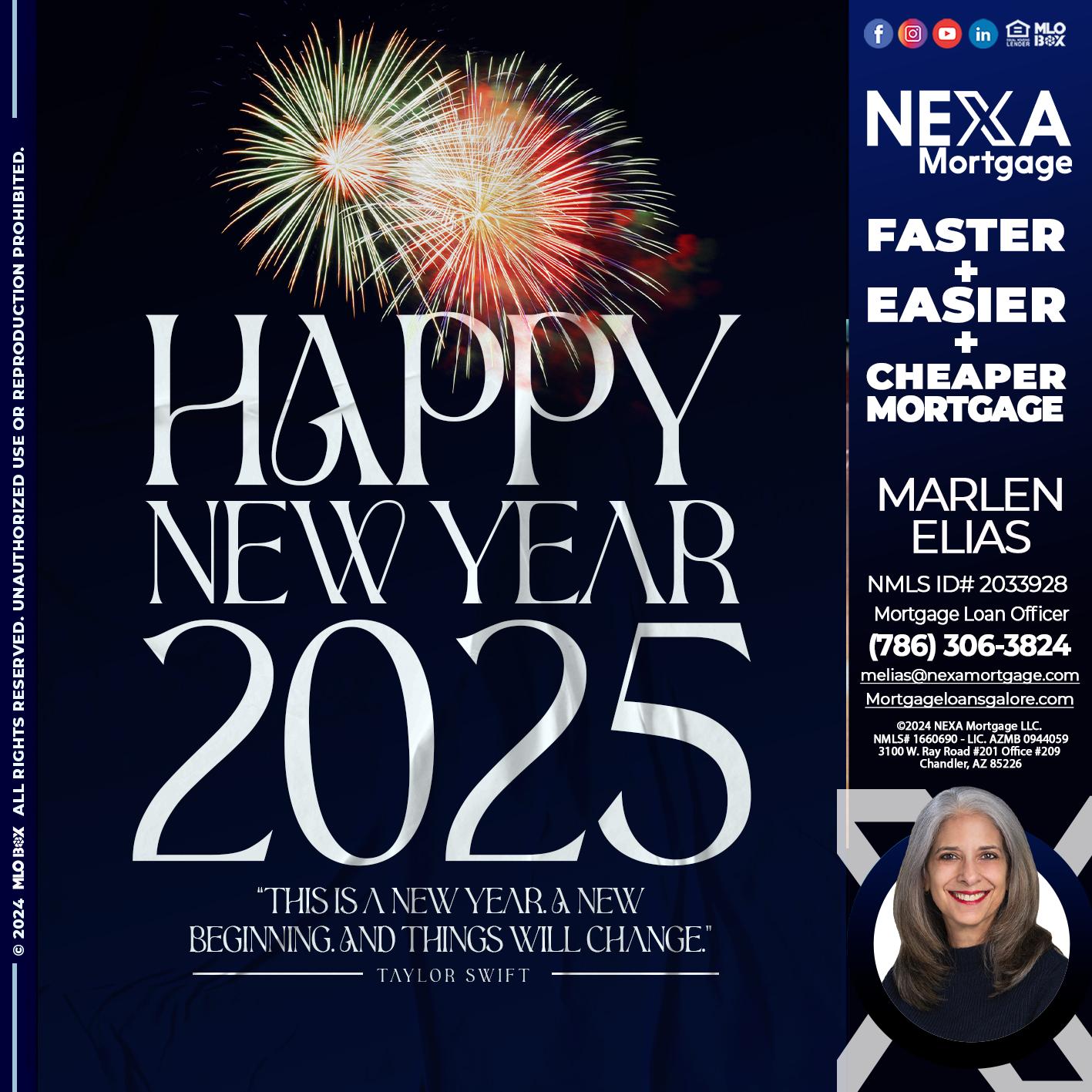 HAPPY NEW YEAR 2025 - Marlen Elias -Mortgage Loan Officer