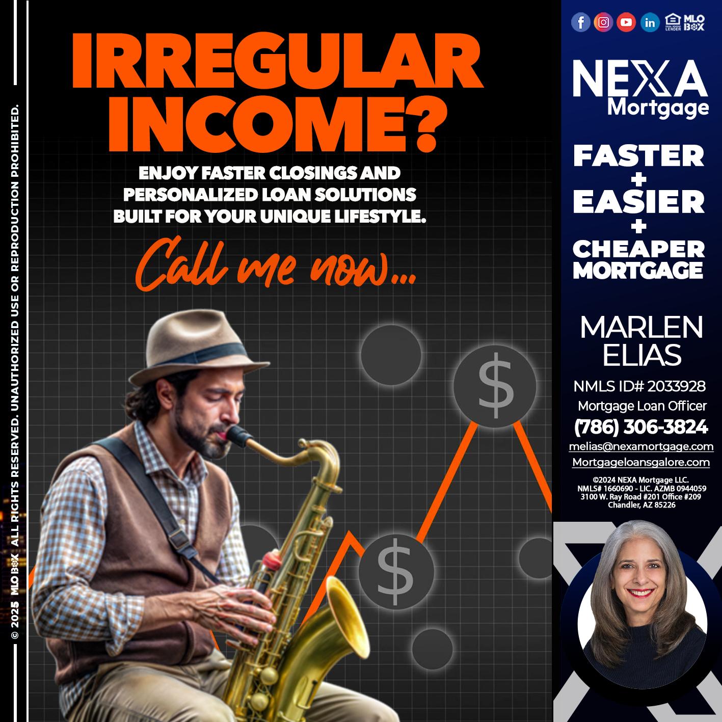 IRREGULAR INCOME - Marlen Elias -Mortgage Loan Officer