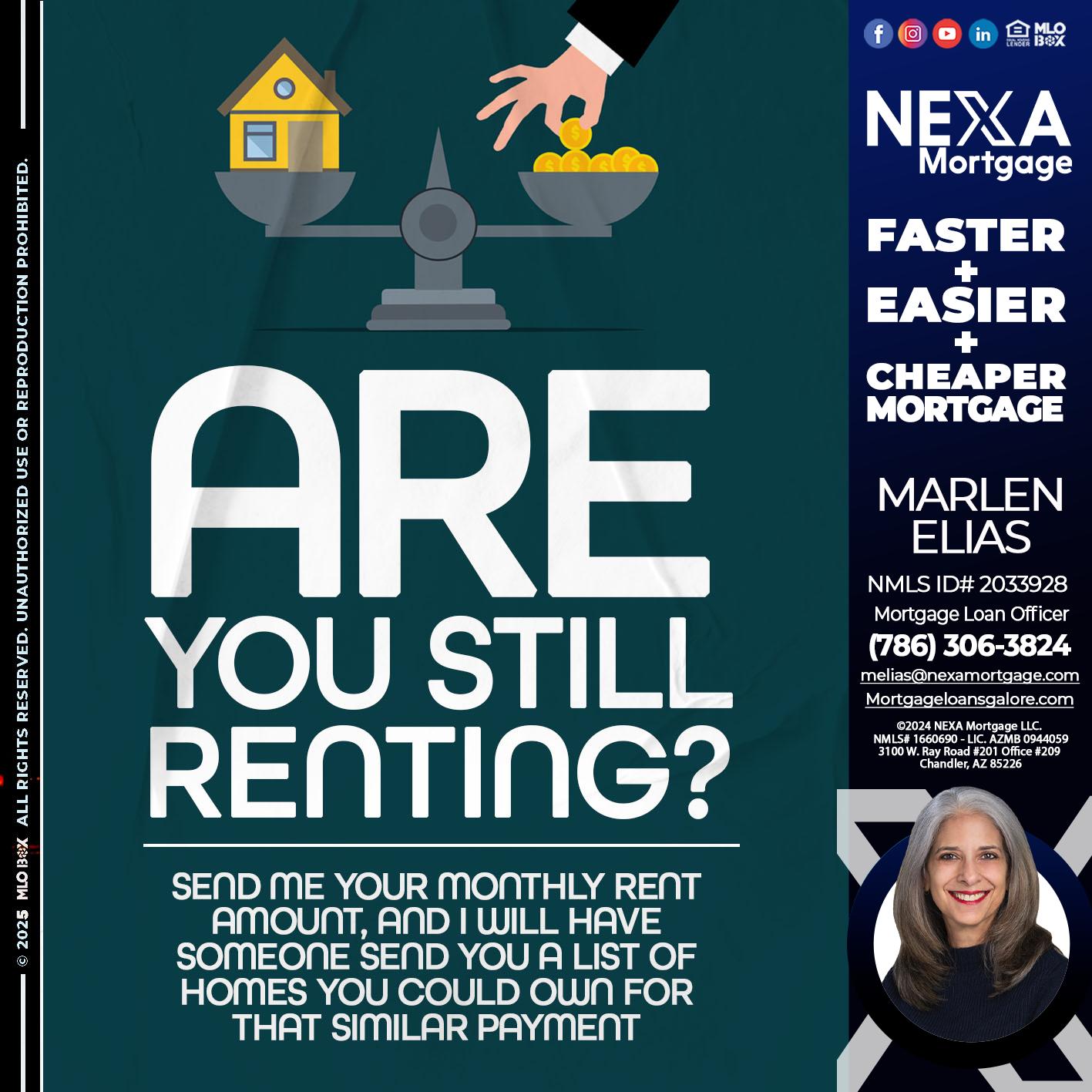 ARE YOU STILL RENTING? - Marlen Elias -Mortgage Loan Officer