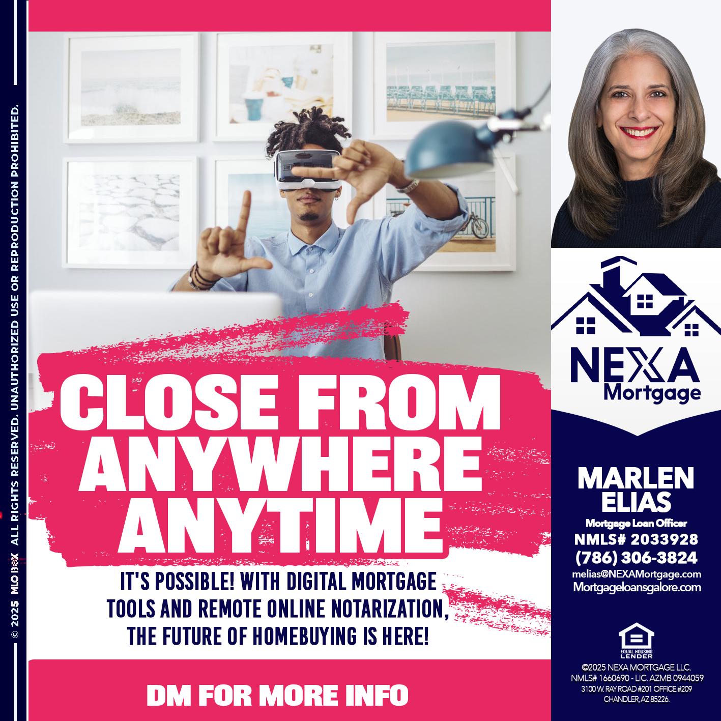 CLOSE FROM - Marlen Elias -Mortgage Loan Officer