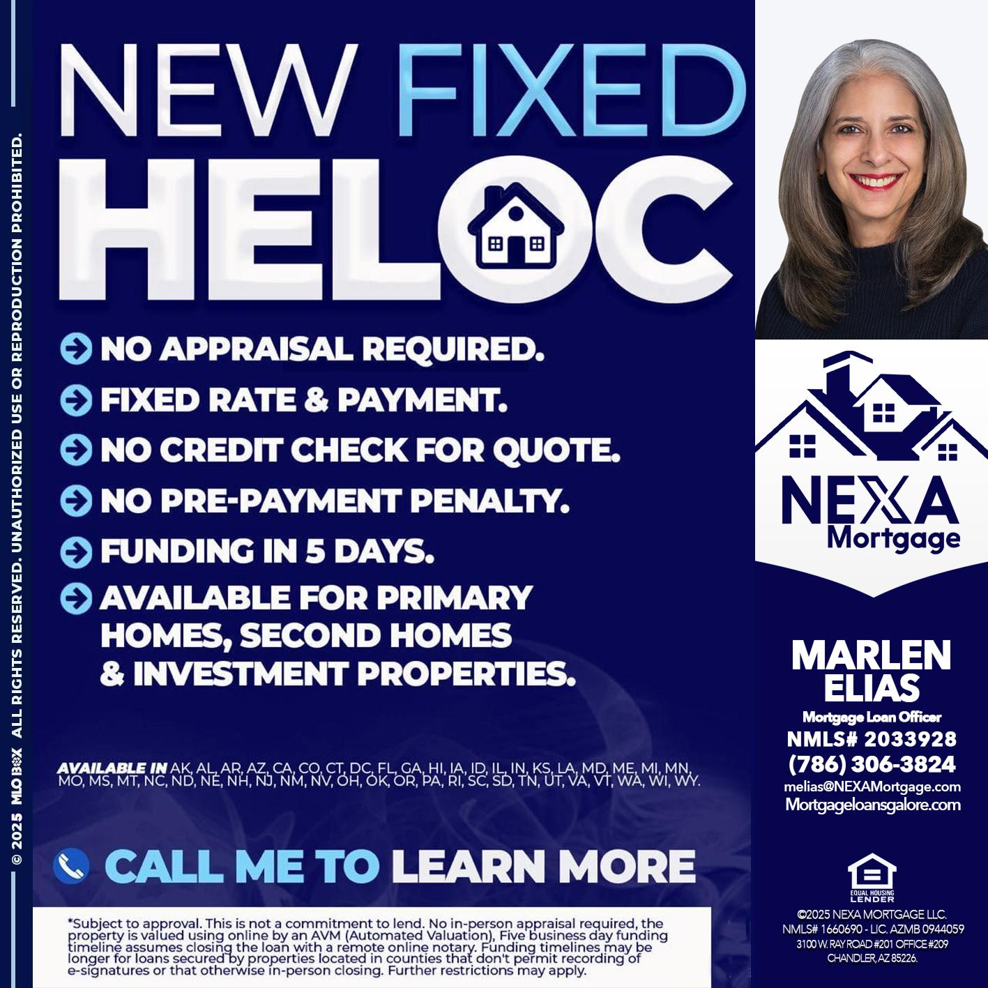 NEW FIXED HELOC - Marlen Elias -Mortgage Loan Officer