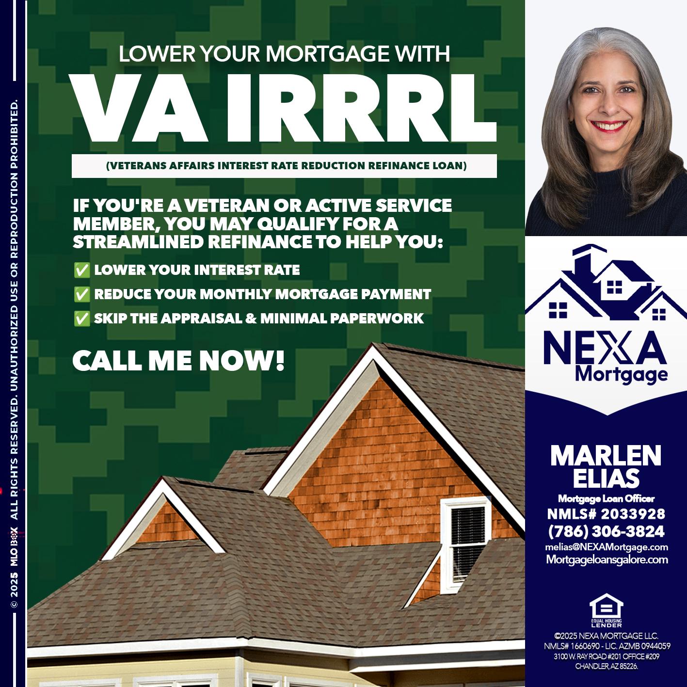 VA IRRRL - Marlen Elias -Mortgage Loan Officer