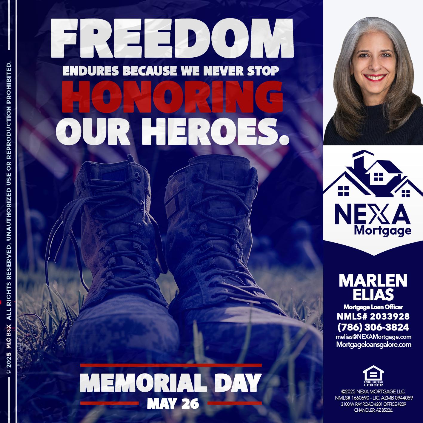 Memorial Day - Marlen Elias -Mortgage Loan Officer
