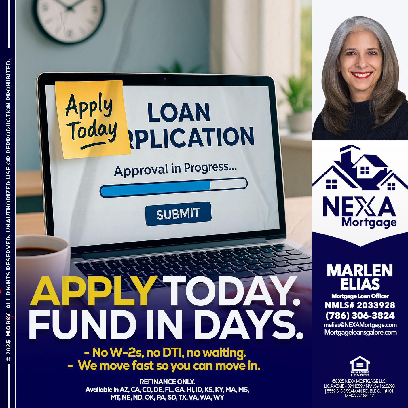 APPLY TODAY - Marlen Elias -Mortgage Loan Officer
