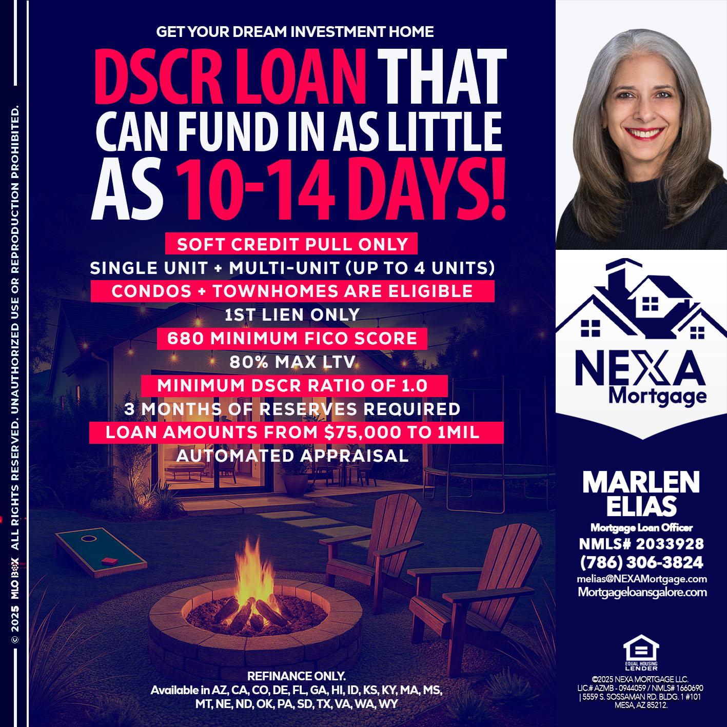 DSCR LOAN - Marlen Elias -Mortgage Loan Officer