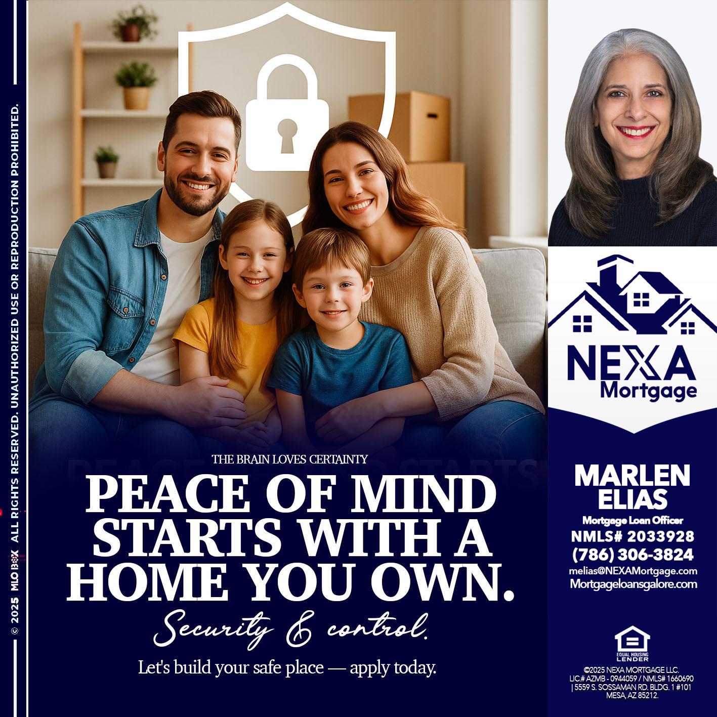 peace of mind - Marlen Elias -Mortgage Loan Officer