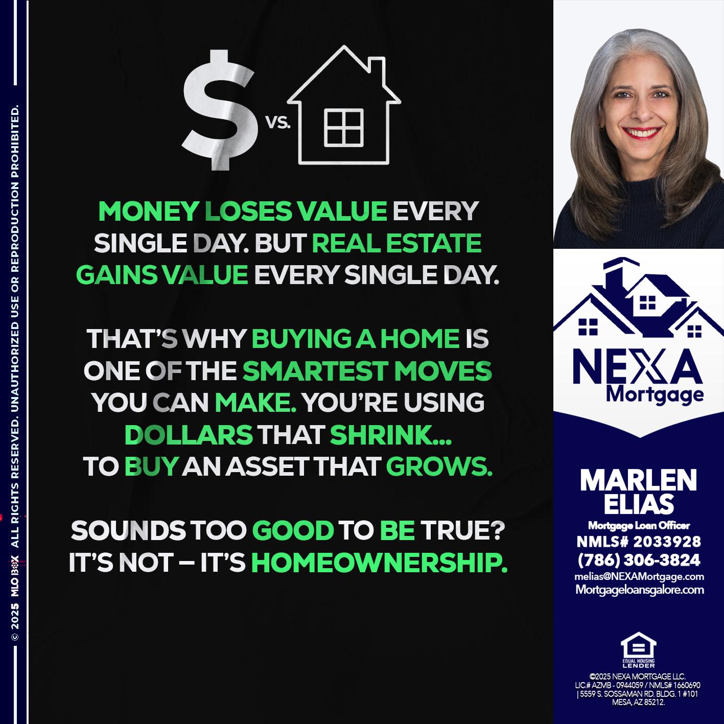 MONEY LOSES VALUE - Marlen Elias -Mortgage Loan Officer