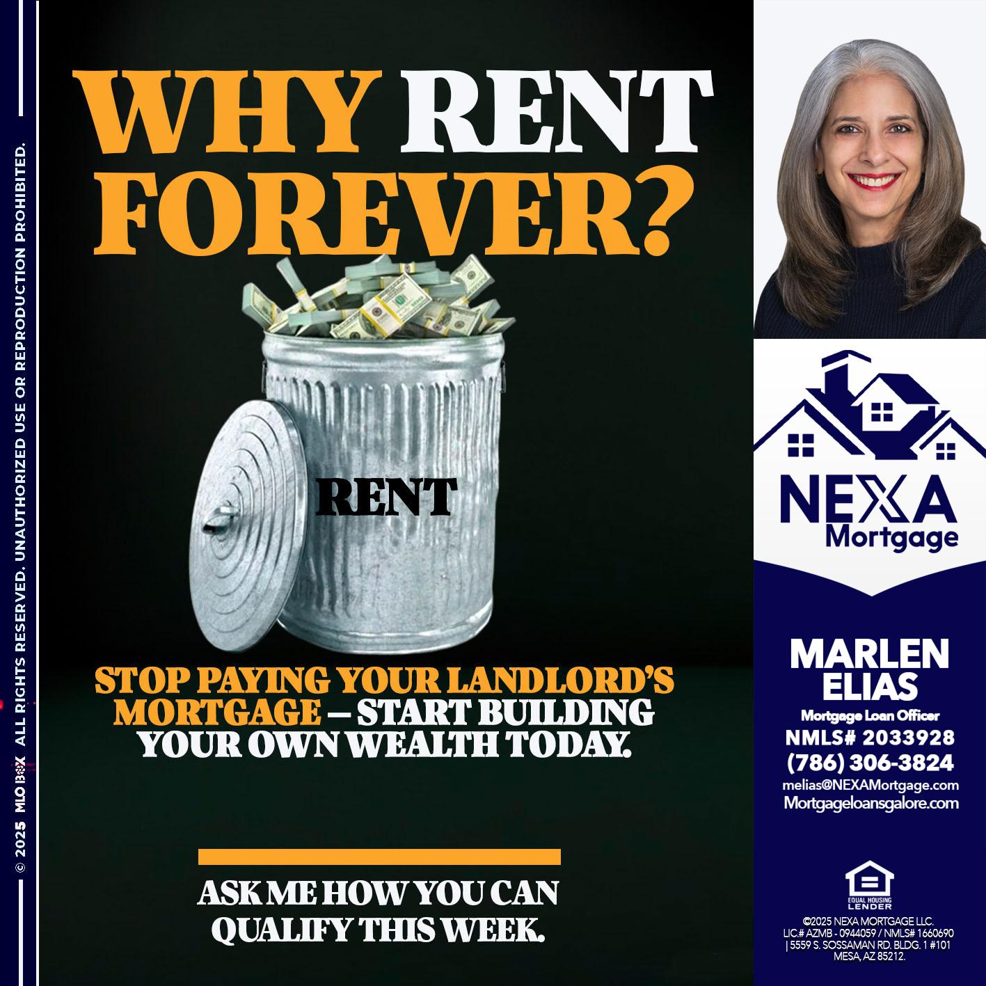 why rent? - Marlen Elias -Mortgage Loan Officer
