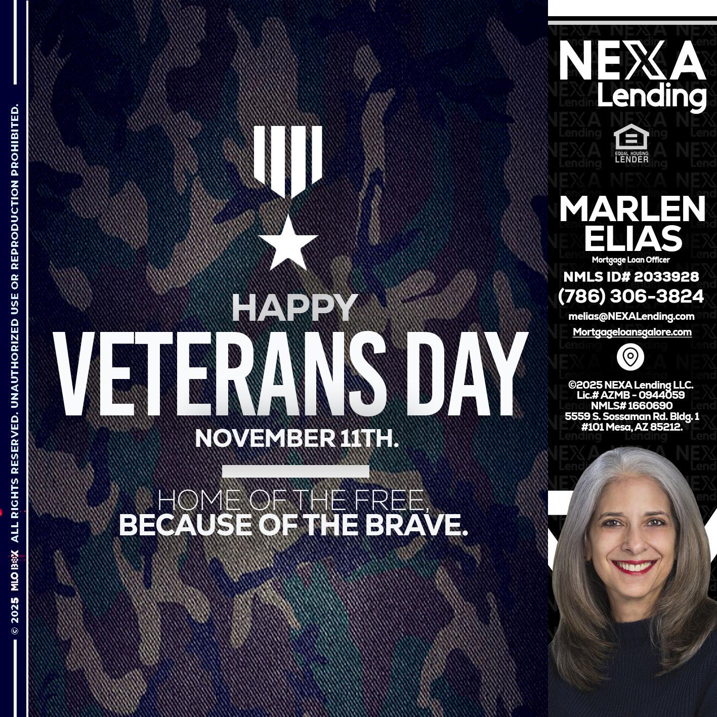 VETERANS DAY - Marlen Elias -Mortgage Loan Officer