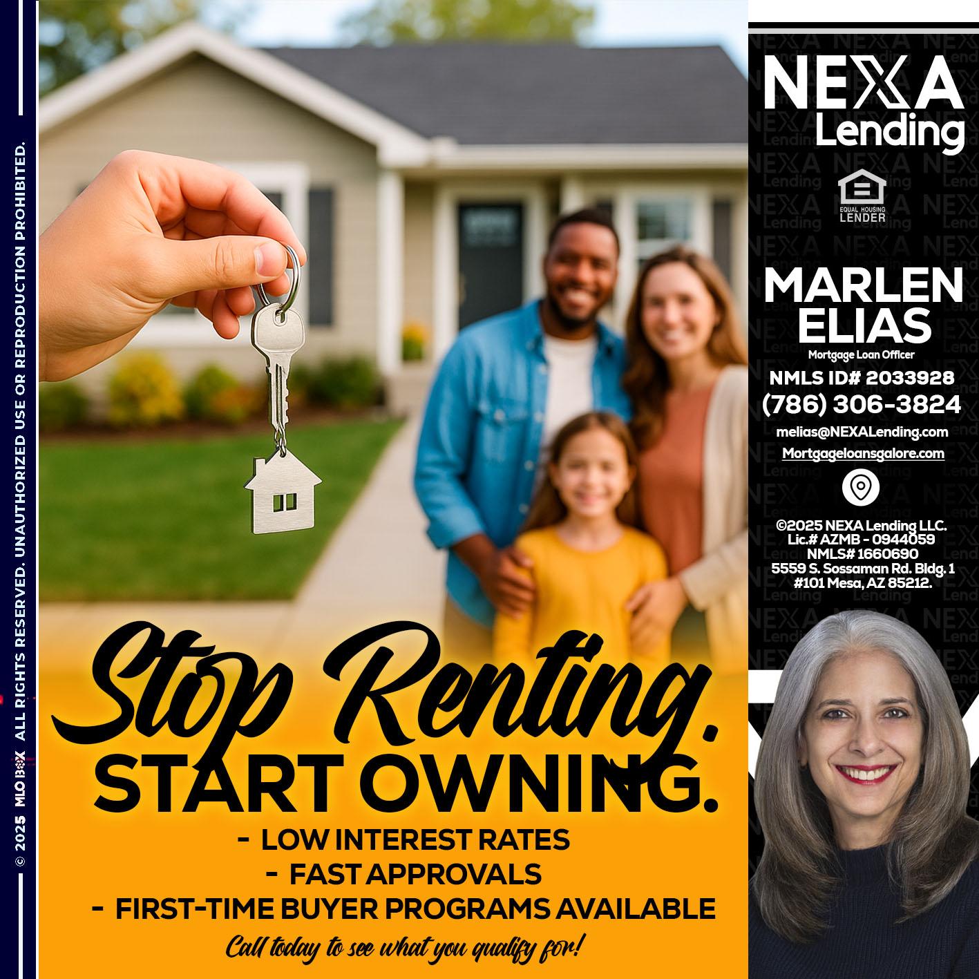 STOP RENTING - Marlen Elias -Mortgage Loan Officer