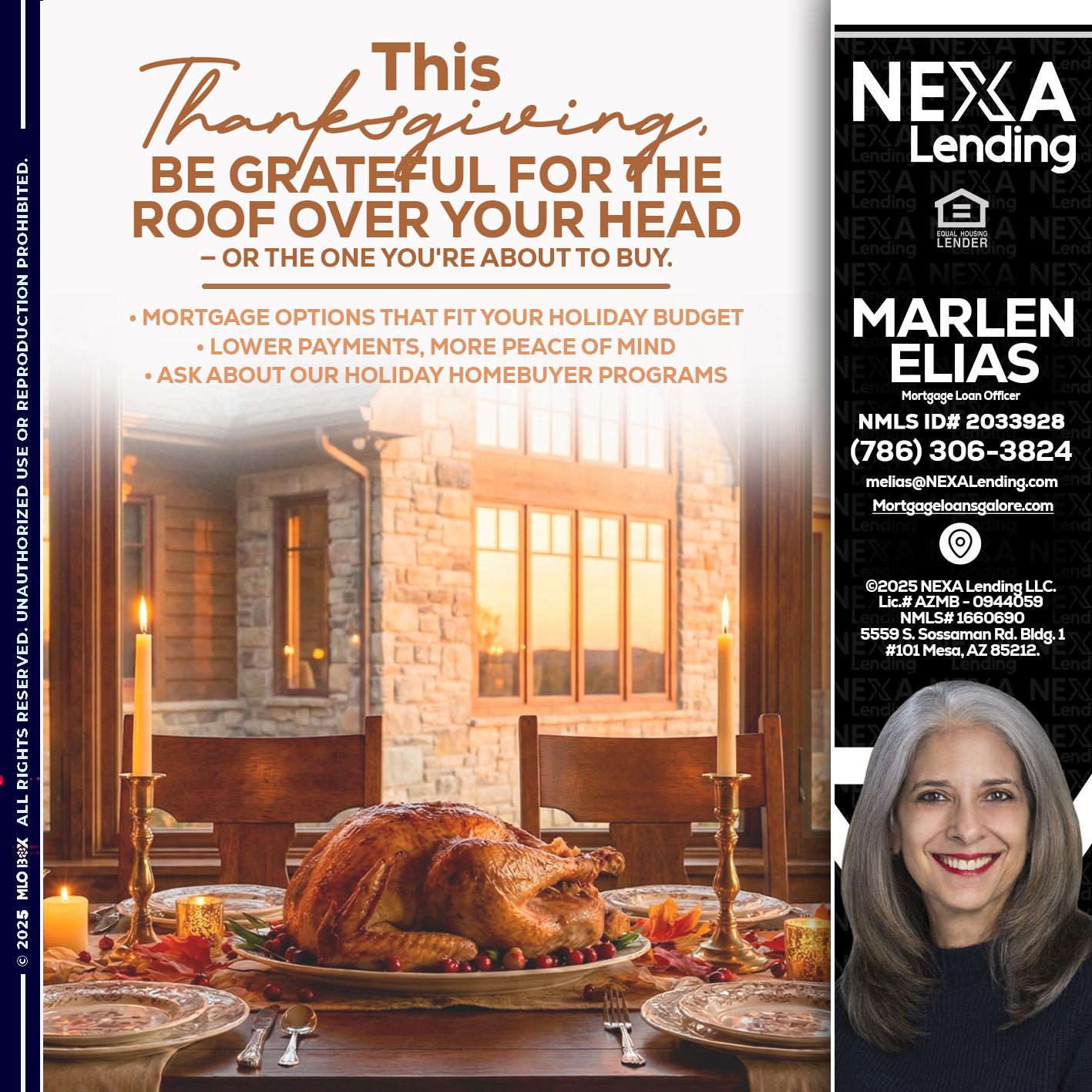 THIS THANKSGIVING - Marlen Elias -Mortgage Loan Officer