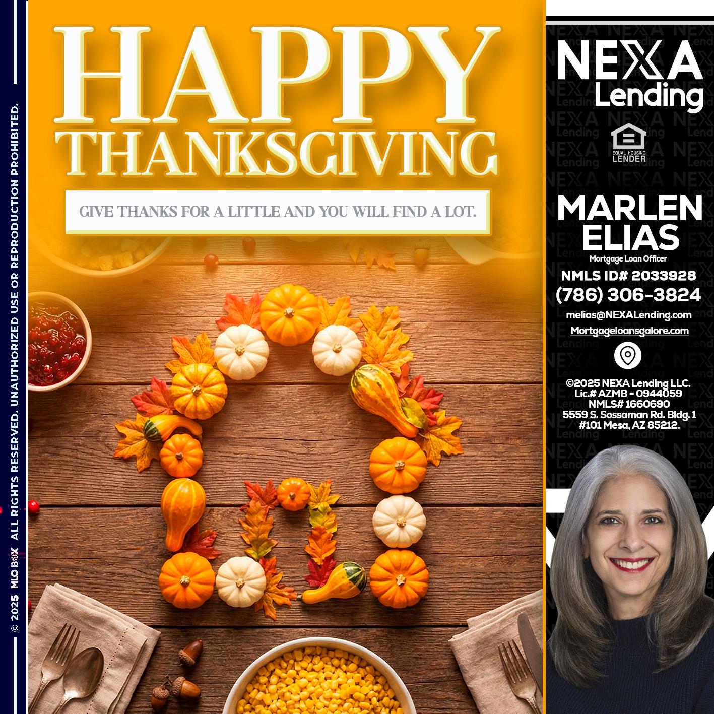 HAPPY THANKSGIVING - Marlen Elias -Mortgage Loan Officer