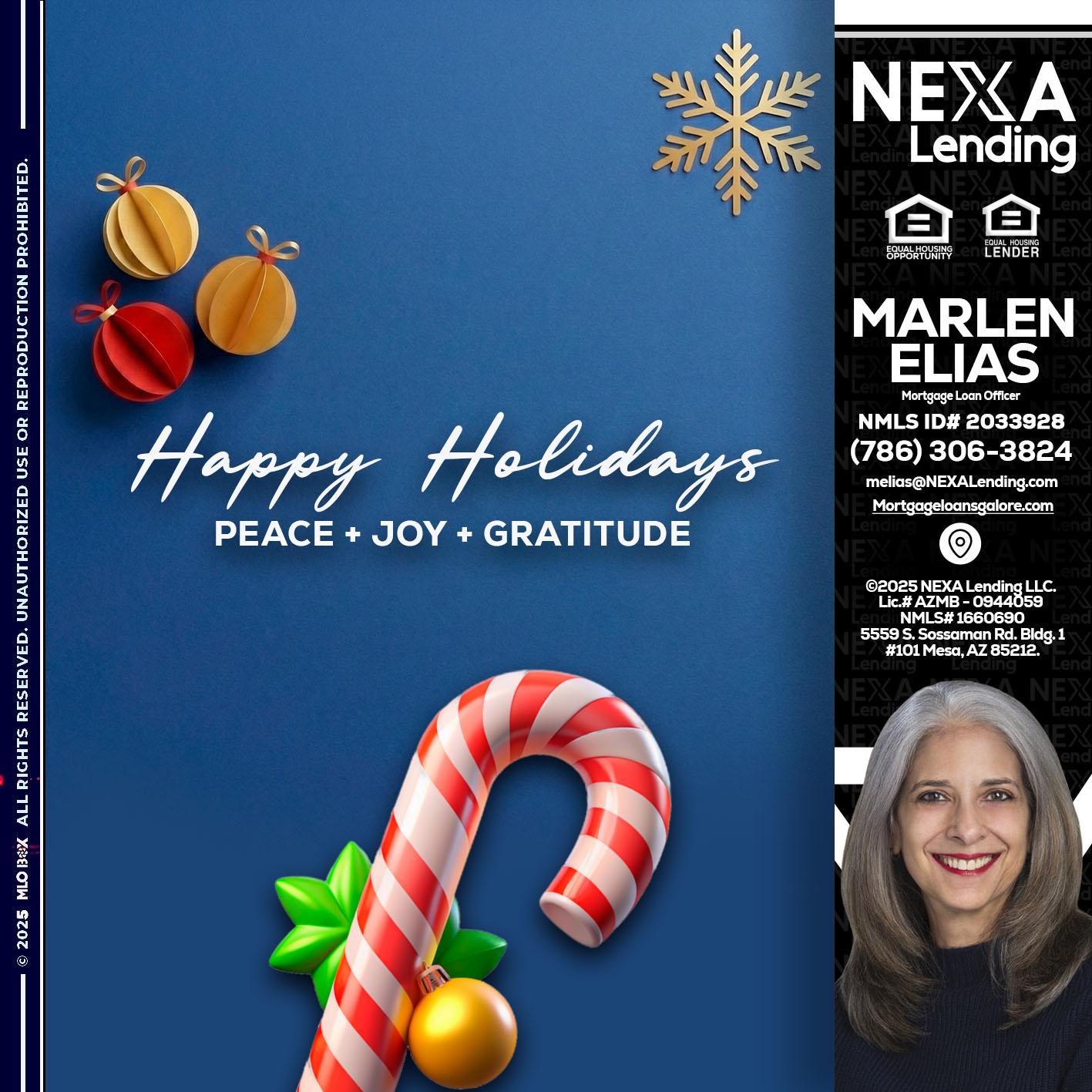 HAPPY HOLIDAYS - Marlen Elias -Mortgage Loan Officer