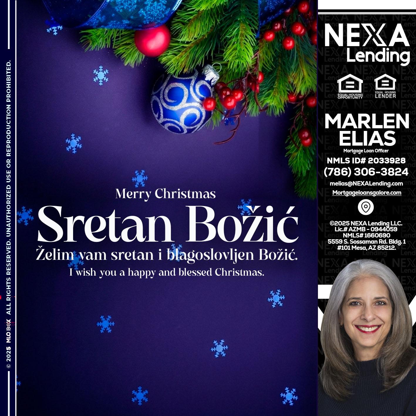 Sretan Božić - Marlen Elias -Mortgage Loan Officer