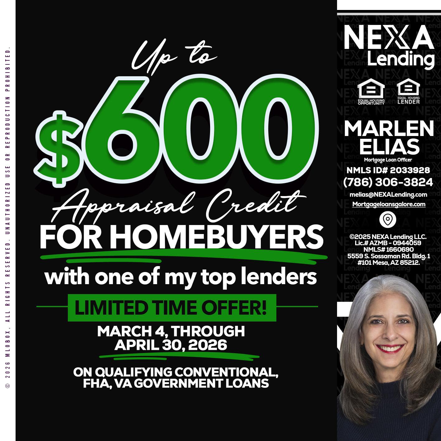 up to $600 - Marlen Elias -Mortgage Loan Officer