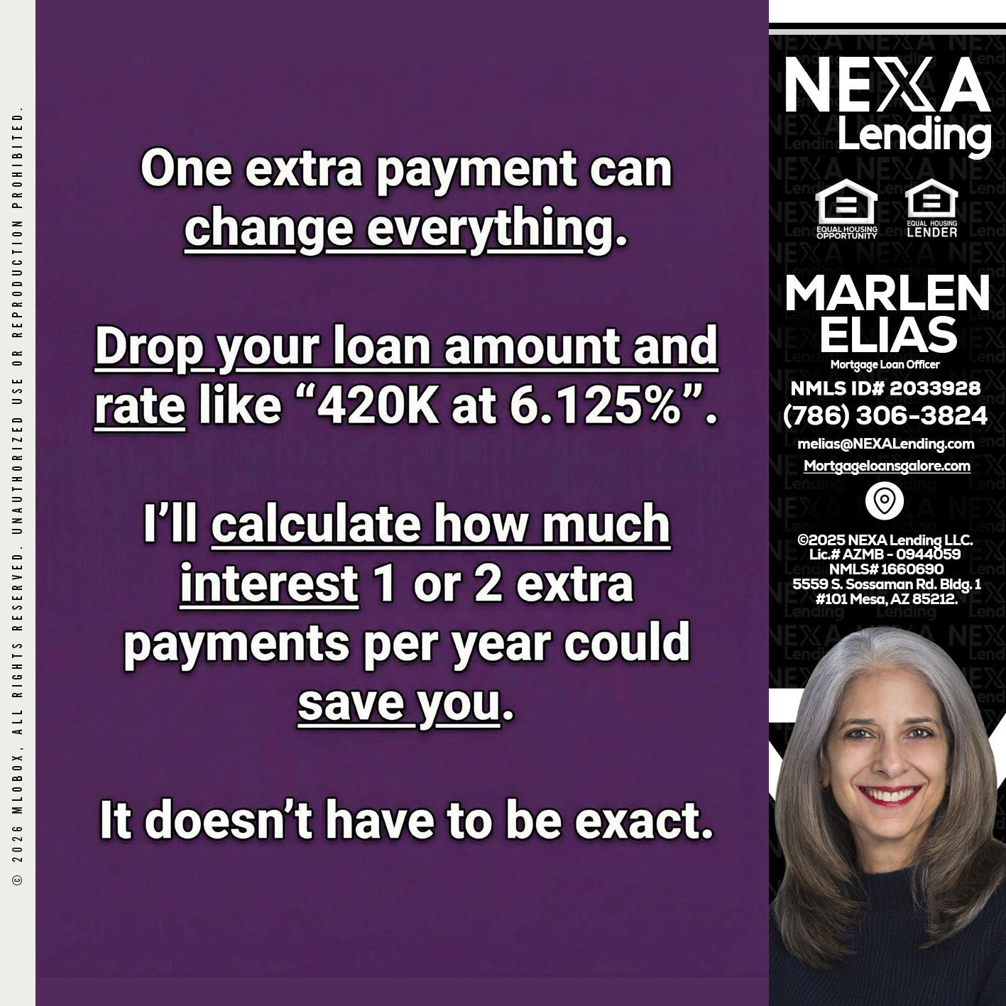 ONE EXTRA - Marlen Elias -Mortgage Loan Officer