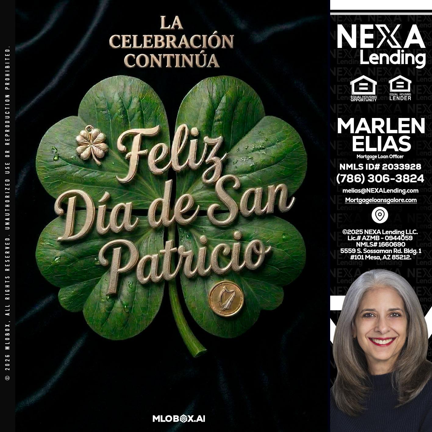 FELIZ DIA DE SAN PATRICIO - Marlen Elias -Mortgage Loan Officer