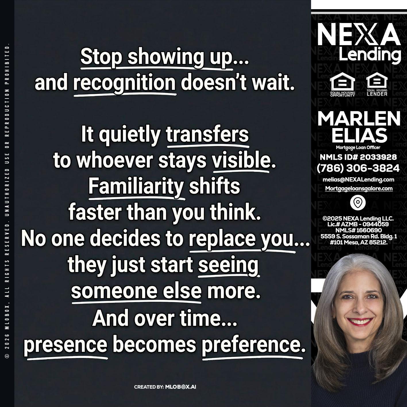 STOP SHOWING - Marlen Elias -Mortgage Loan Officer