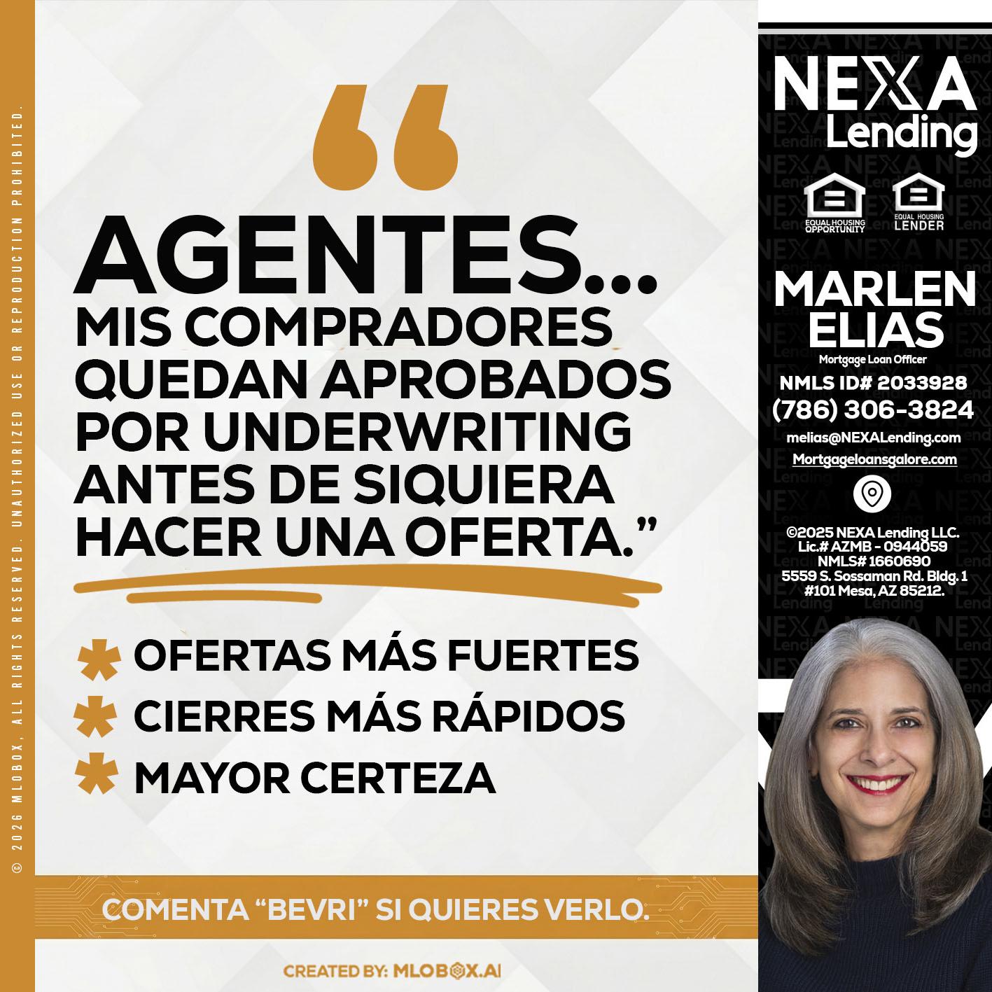 AGENTES - Marlen Elias -Mortgage Loan Officer