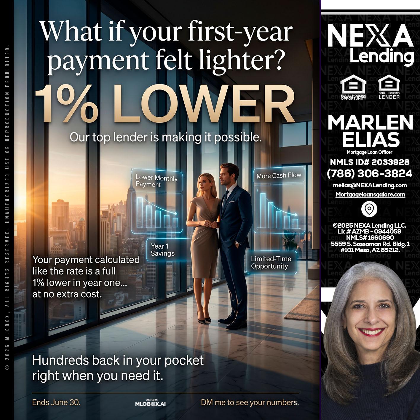 1% LOWER - Marlen Elias -Mortgage Loan Officer