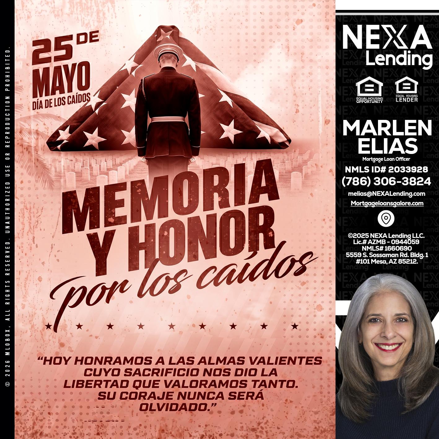 MEMORIA Y HONOR - Marlen Elias -Mortgage Loan Officer