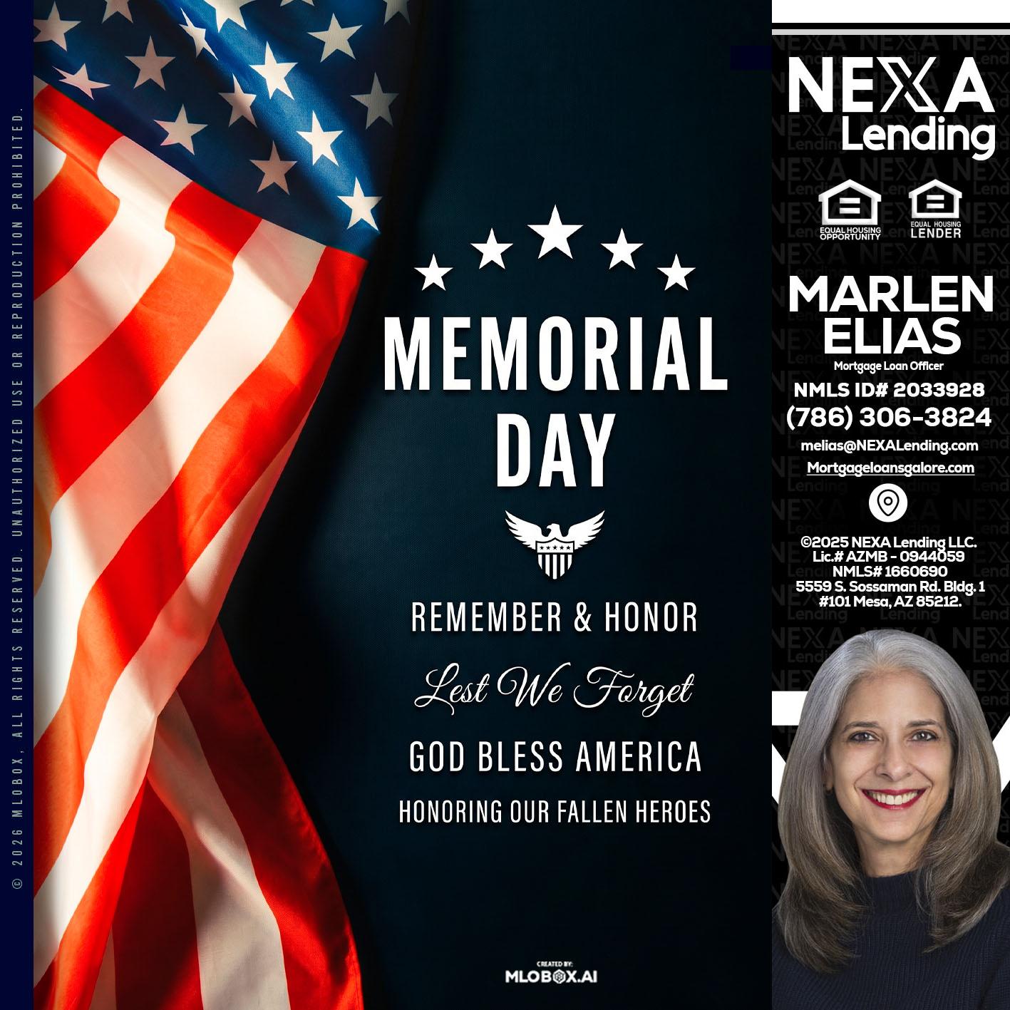 MEMORIAL DAY - Marlen Elias -Mortgage Loan Officer