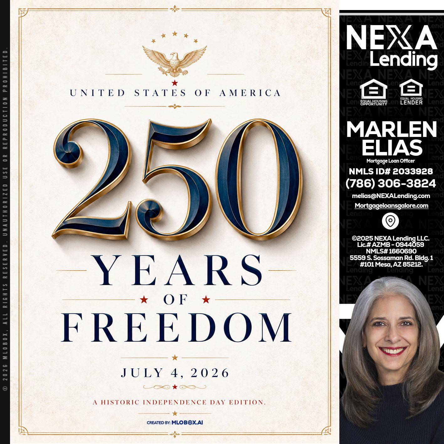 250 YEARS - Marlen Elias -Mortgage Loan Officer