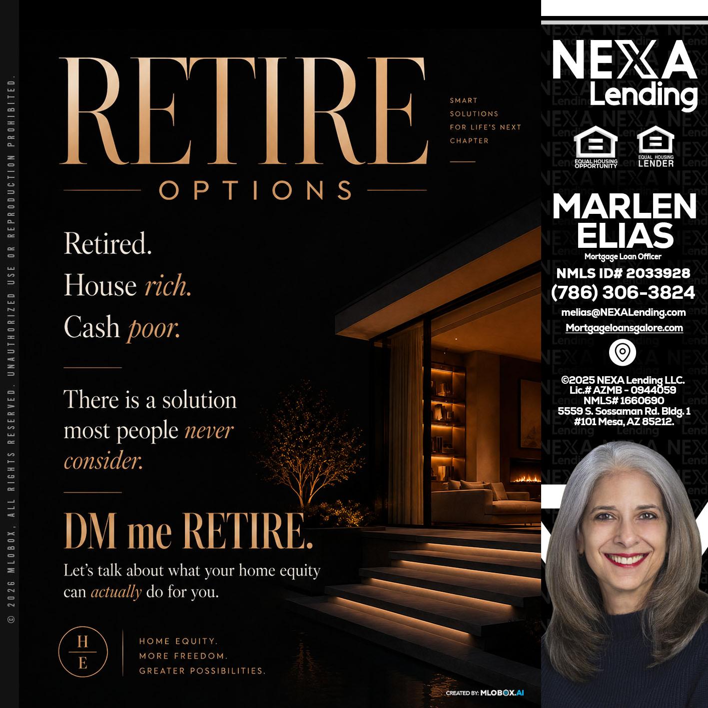 RETIRE LOANS - Marlen Elias -Mortgage Loan Officer