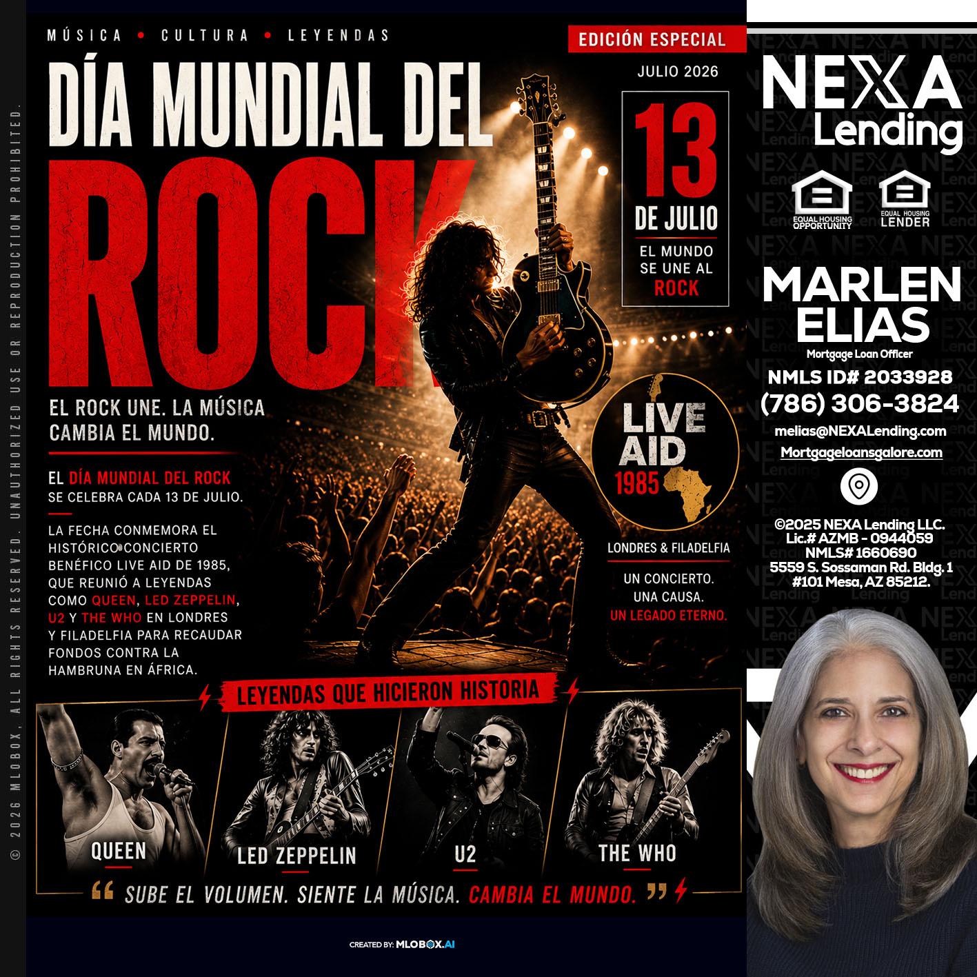 DIA MUNDIAL DEL ROCK - Marlen Elias -Mortgage Loan Officer