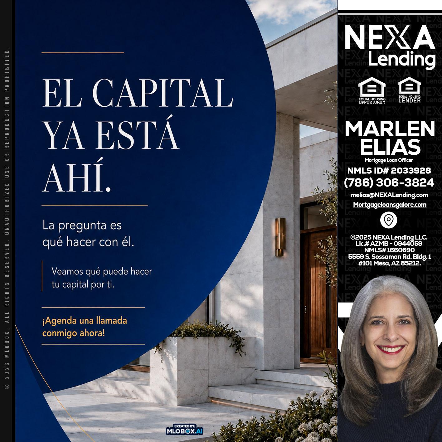 el capital ya esta ahi - Marlen Elias -Mortgage Loan Officer
