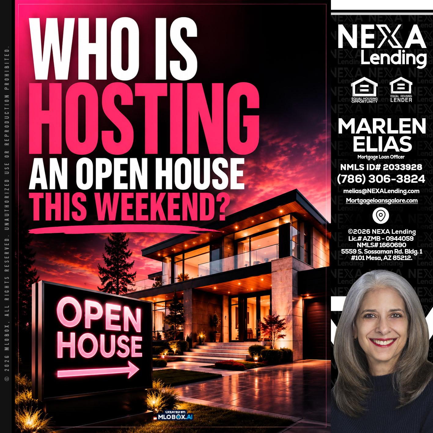 who's is hosting - Marlen Elias -Mortgage Loan Officer