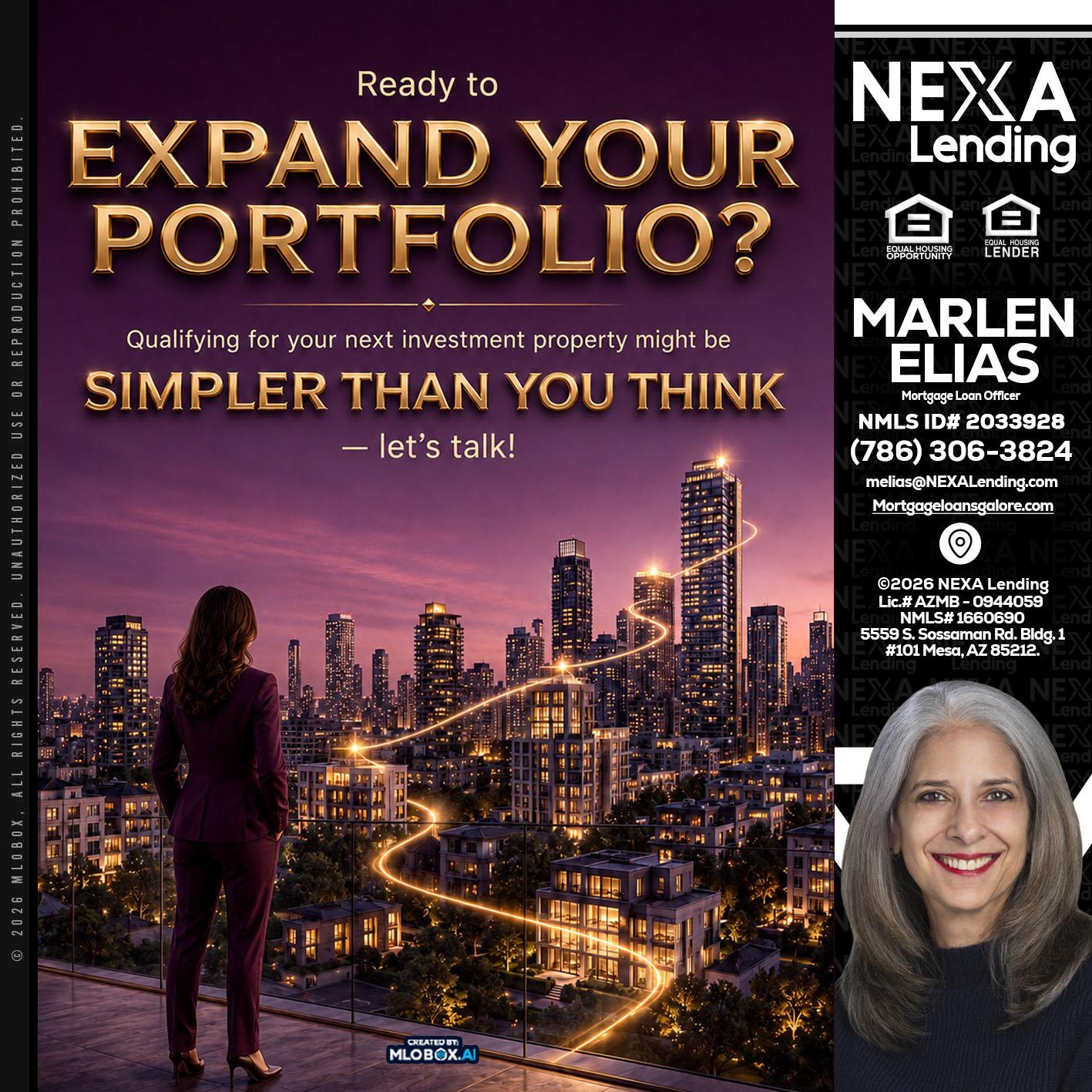EXPAND YOUR PORTFOLIO - Marlen Elias -Mortgage Loan Officer