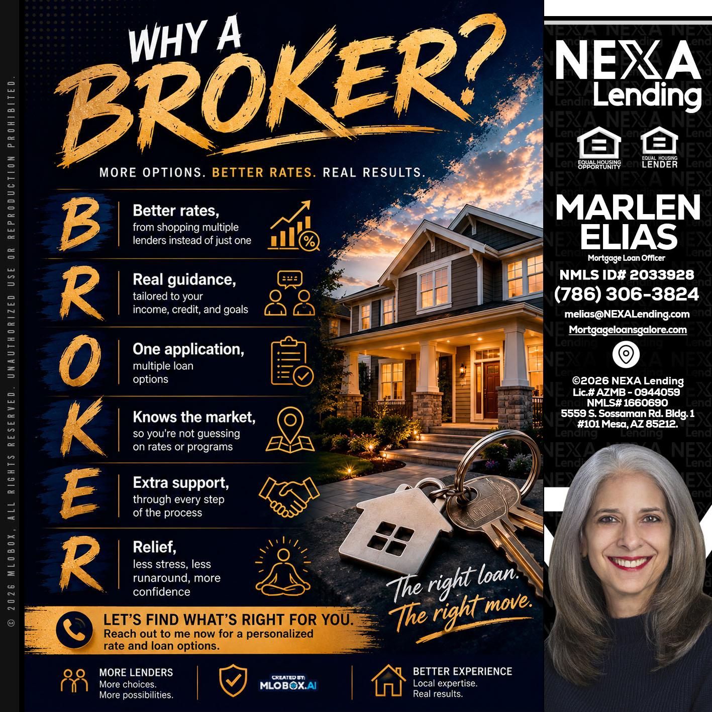 WHY A BROKER? - Marlen Elias -Mortgage Loan Officer