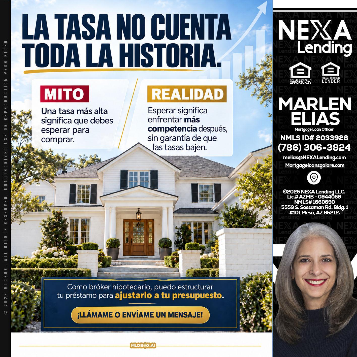 LA TASA NO - Marlen Elias -Mortgage Loan Officer