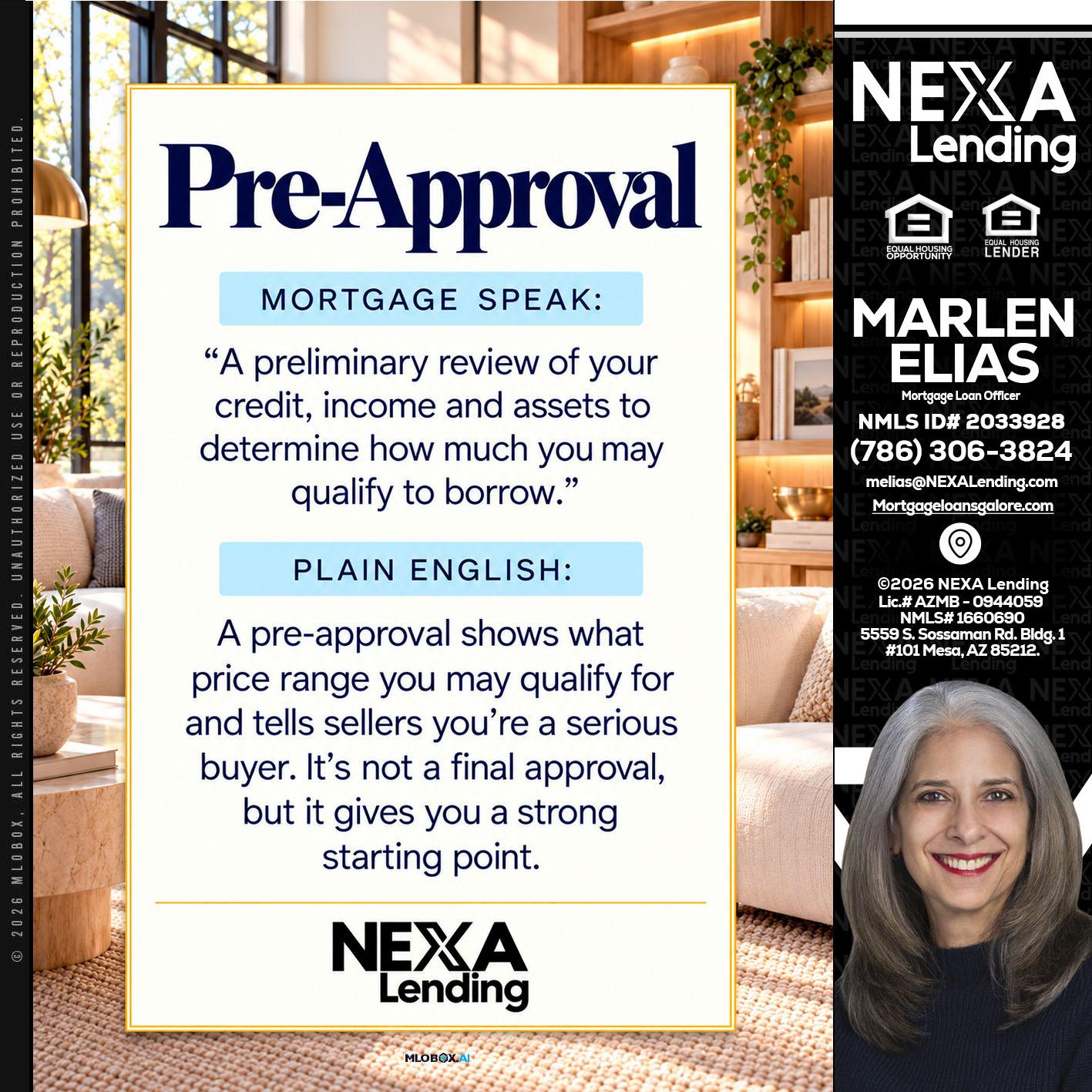 PREAPROVAL - Marlen Elias -Mortgage Loan Officer